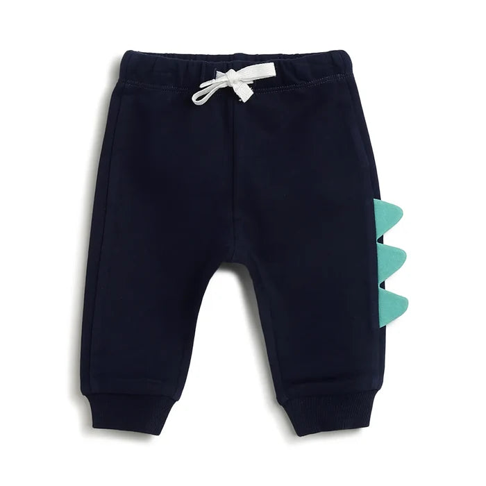 Boys Navy Blue Cotton Joggers