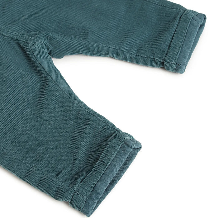 Boys Sea Green Mid-Rise Relaxed Fit Trousers