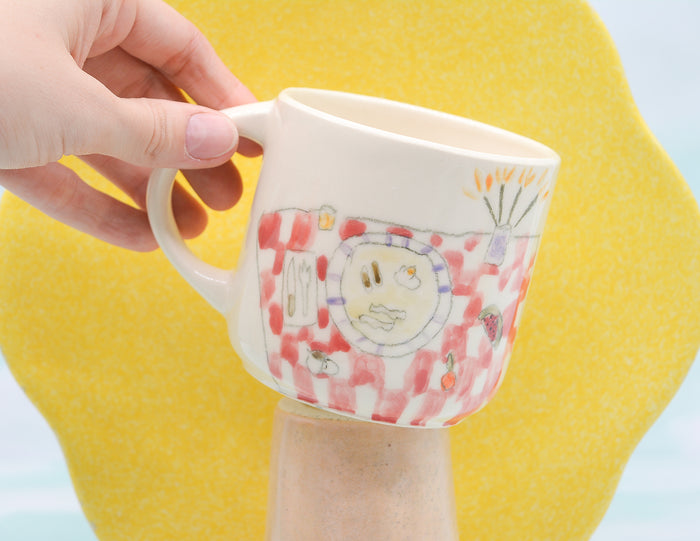 Breakfast Mug with Checkered Tablecloth