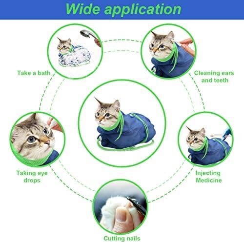 Breathable Mesh Cat Shower Bag Anti Scratch Adjustable Cat Grooming Bag Cat Care & Grooming Pet Clever