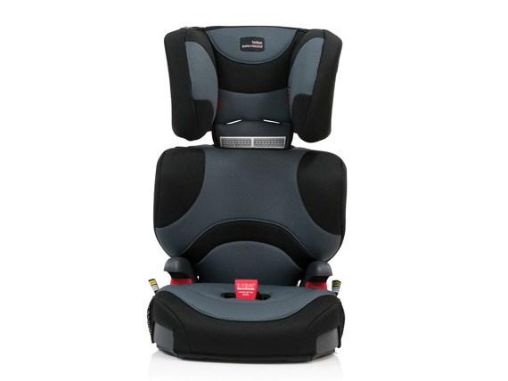 Gray and black Britax Safe-n-Sound Hi-Liner SG booster seat for tall E type kids