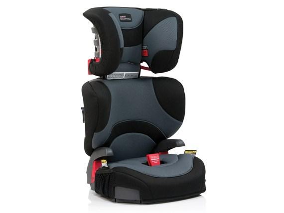 Gray and black Britax Safe-n-Sound Hi-Liner SG booster seat for tall E type kids