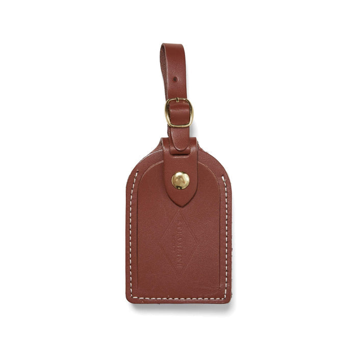 british brown leather luggage tag