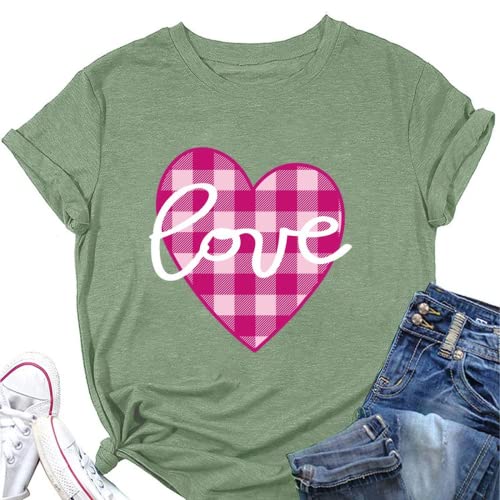 Buffalo Plaid Love Hearts Shirt Women Valentines Day Gift T-Shirt
