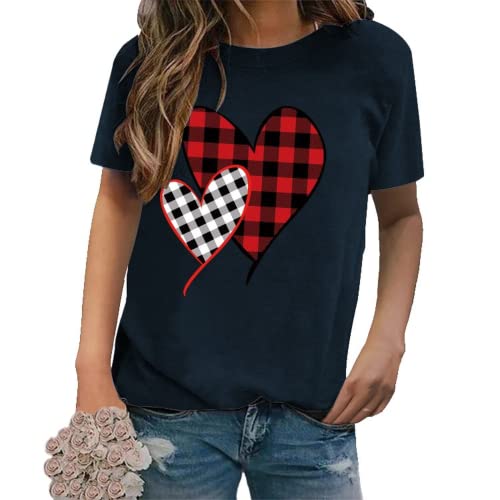 Buffalo Plaid Love Hearts Shirt Women Valentines Day Gift Tees