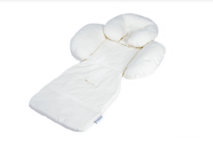 White baby head and body support for bumbleride organic cotton infant inserts