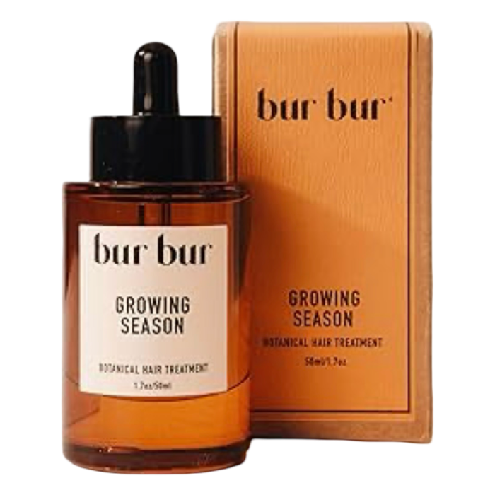 bur bur hair oil, growing season hair oil, hair growth oil, scalp oil, nourishing hair oil, clean haircare, hair treatment oil, healthy hair routine