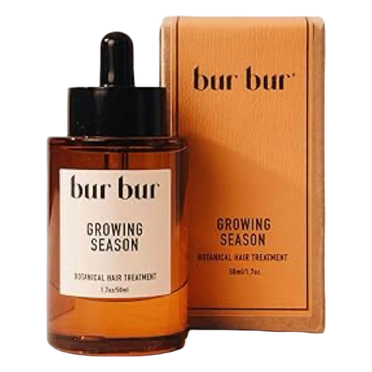 bur bur hair oil, growing season hair oil, hair growth oil, scalp oil, nourishing hair oil, clean haircare, hair treatment oil, healthy hair routine