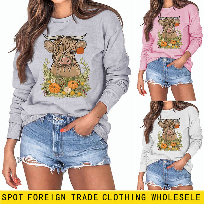 Calf Pumpkin Halloween Round Neck Loose Long-sleeved Large Size Sweater