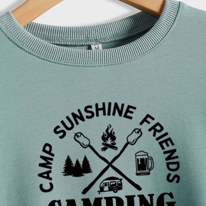 CAMP SUNSHINE FRIENDS CREWNECK LETTERS LOOSE CAMPING LONG-SLEEVED SWEATSHIRT