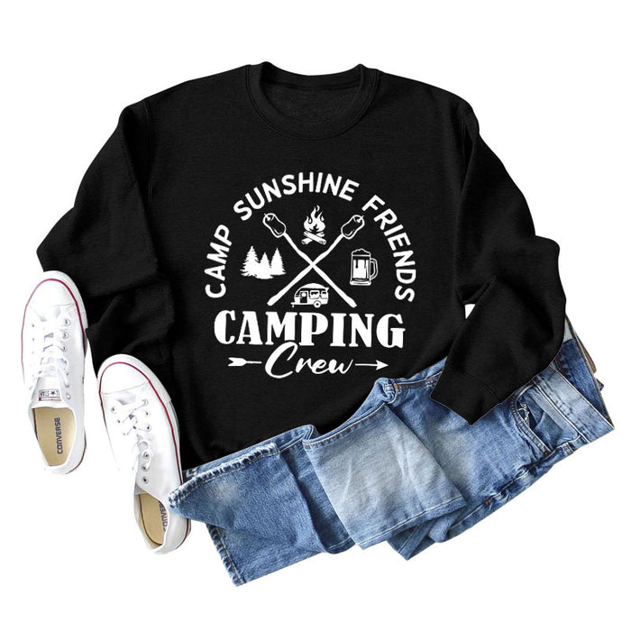 CAMP SUNSHINE FRIENDS CREWNECK LETTERS LOOSE CAMPING LONG-SLEEVED SWEATSHIRT