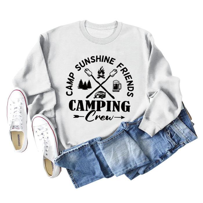 CAMP SUNSHINE FRIENDS CREWNECK LETTERS LOOSE CAMPING LONG-SLEEVED SWEATSHIRT