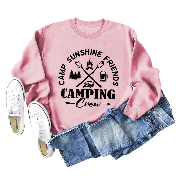 CAMP SUNSHINE FRIENDS CREWNECK LETTERS LOOSE CAMPING LONG-SLEEVED SWEATSHIRT
