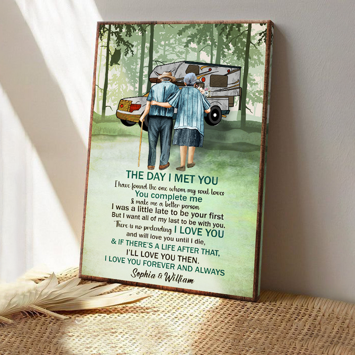 Camping Old Couple Forest The Day I Met You - Gifts Personalized Custom Framed Canvas Wall Art