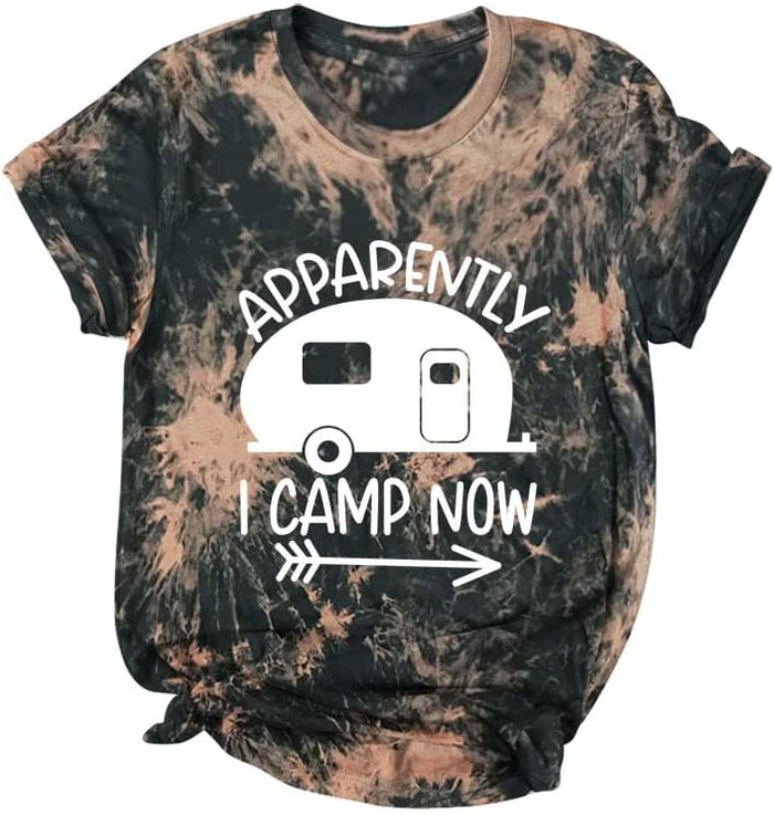 Camping Vacation Shirt Women Apparently I Camp Now Graphic T-Shirt