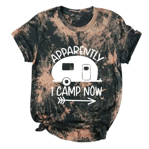 Camping Vacation Shirt Women Apparently I Camp Now Graphic T-Shirt