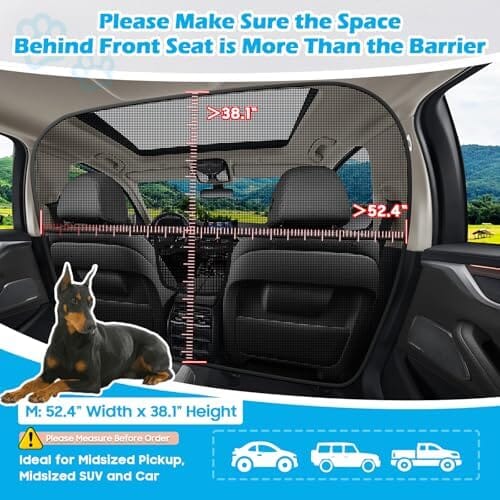 Car Divider Back Seat Barrier for Midsized Pickup Travel Pet Clever
