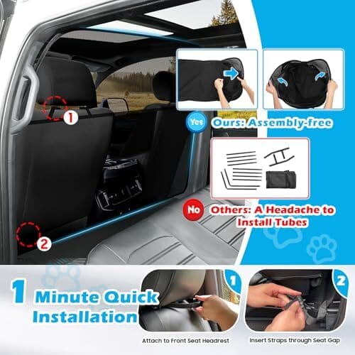 Car Divider Back Seat Barrier for Midsized Pickup Travel Pet Clever