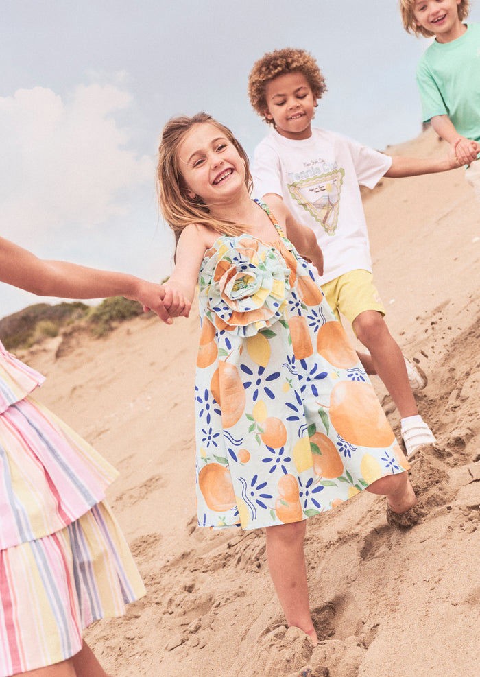 Carrie Multi Print Swing Corsage Dress