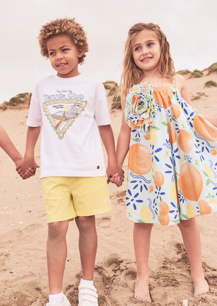 Carrie Multi Print Swing Corsage Dress