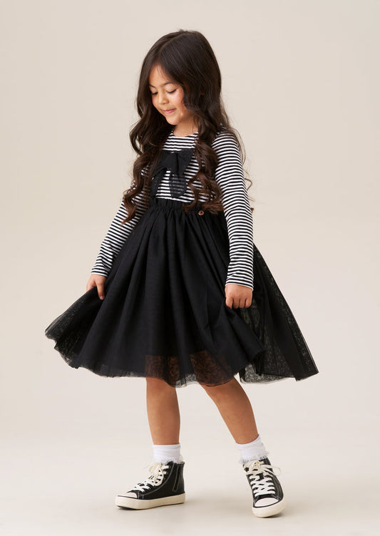 Carrie Stripe Mesh Skirt Dress
