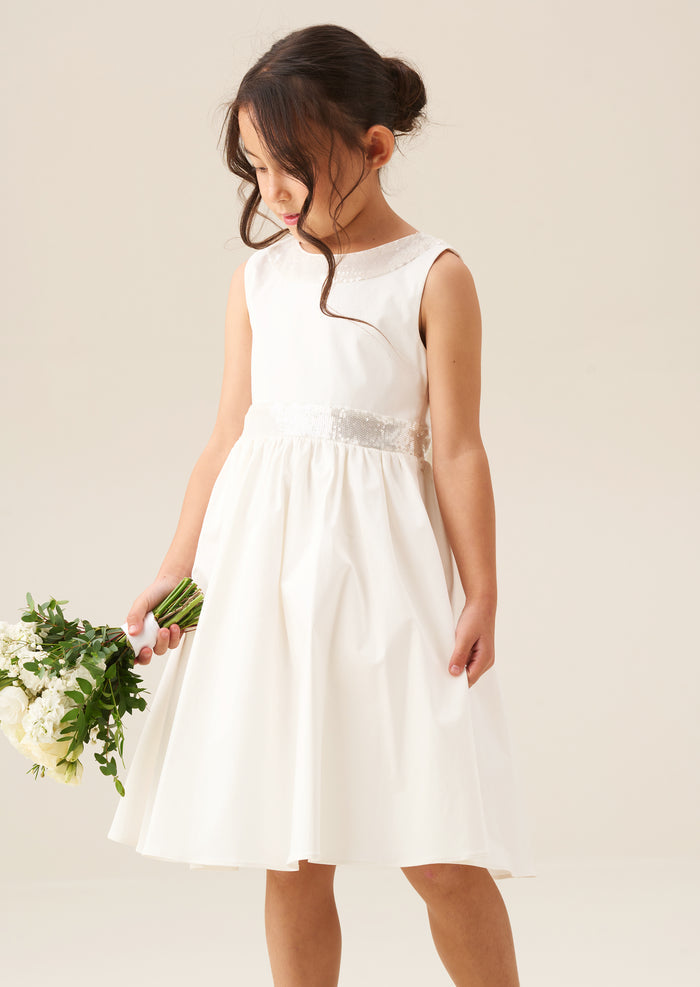 Cassidy Ivory Sequin Bow Dress