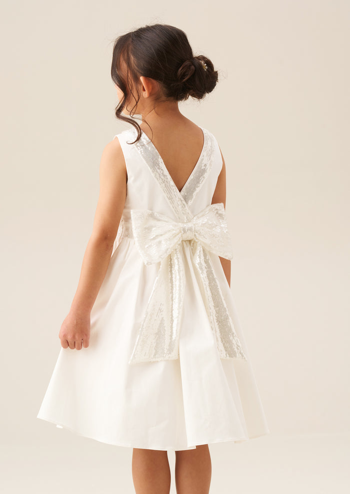 Cassidy Ivory Sequin Bow Dress