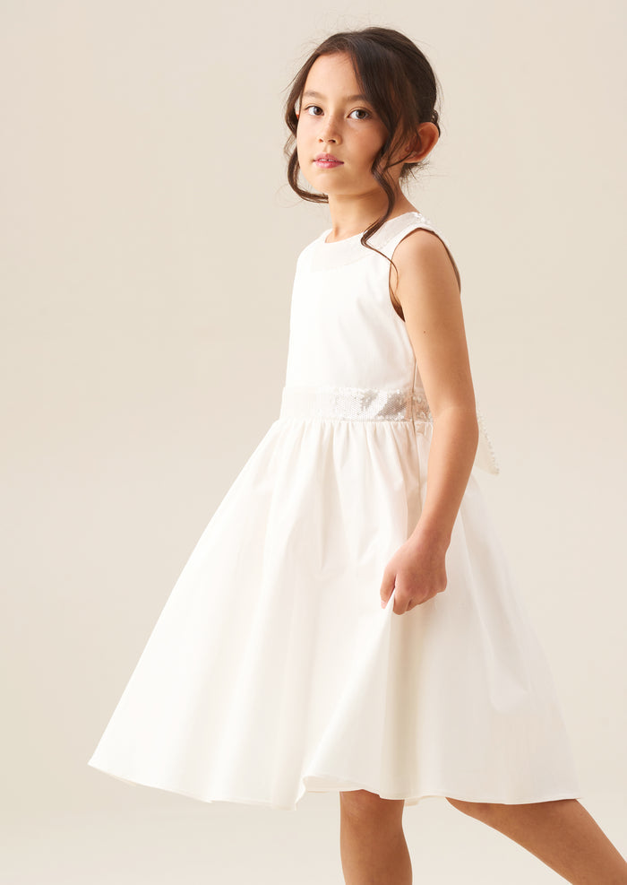 Cassidy Ivory Sequin Bow Dress