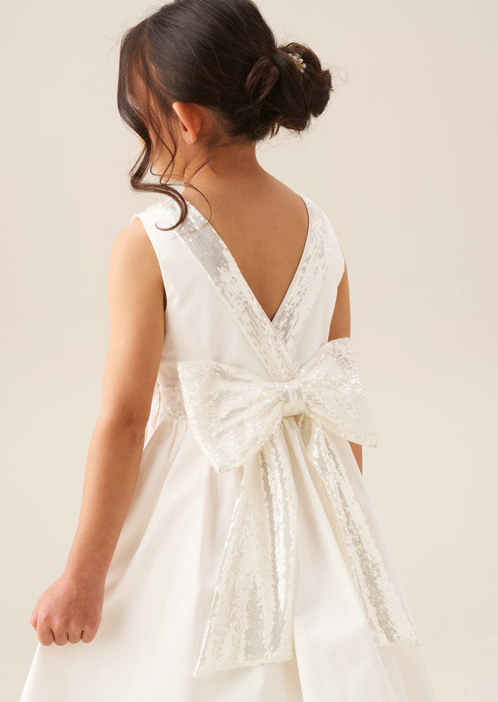 Cassidy Ivory Sequin Bow Dress