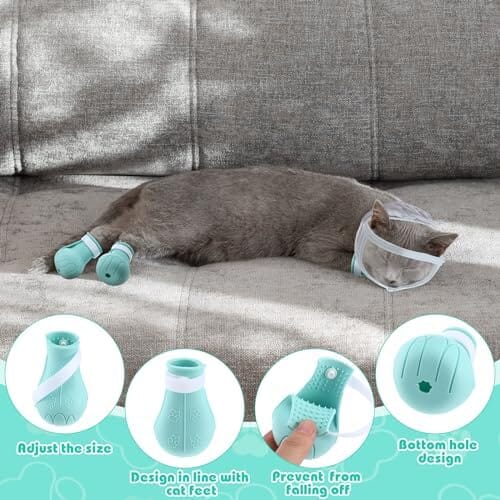 Cat Muzzle for Grooming with 4 Silicone Boots Cat Care & Grooming Pet Clever