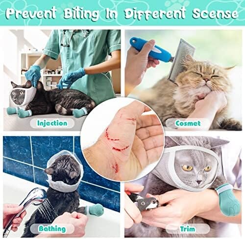 Cat Muzzle for Grooming with 4 Silicone Boots Cat Care & Grooming Pet Clever