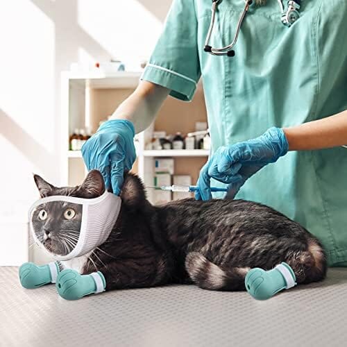 Cat Muzzle for Grooming with 4 Silicone Boots Cat Care & Grooming Pet Clever