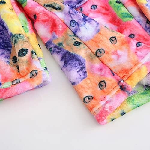 Cat Print Girls Bathrobes Kids Hooded Robes For You Pet Clever