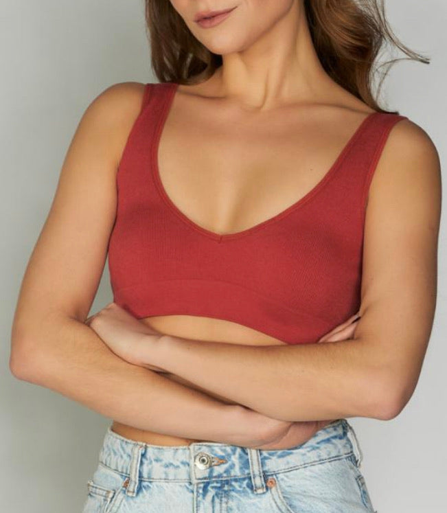 C'EST MOI BAMBOO BACK V RIBBED BRALETTE