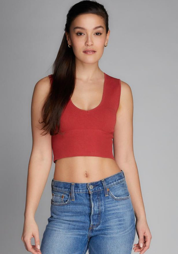 C'EST MOI BAMBOO DEEP V NECK RIB BRALETTE