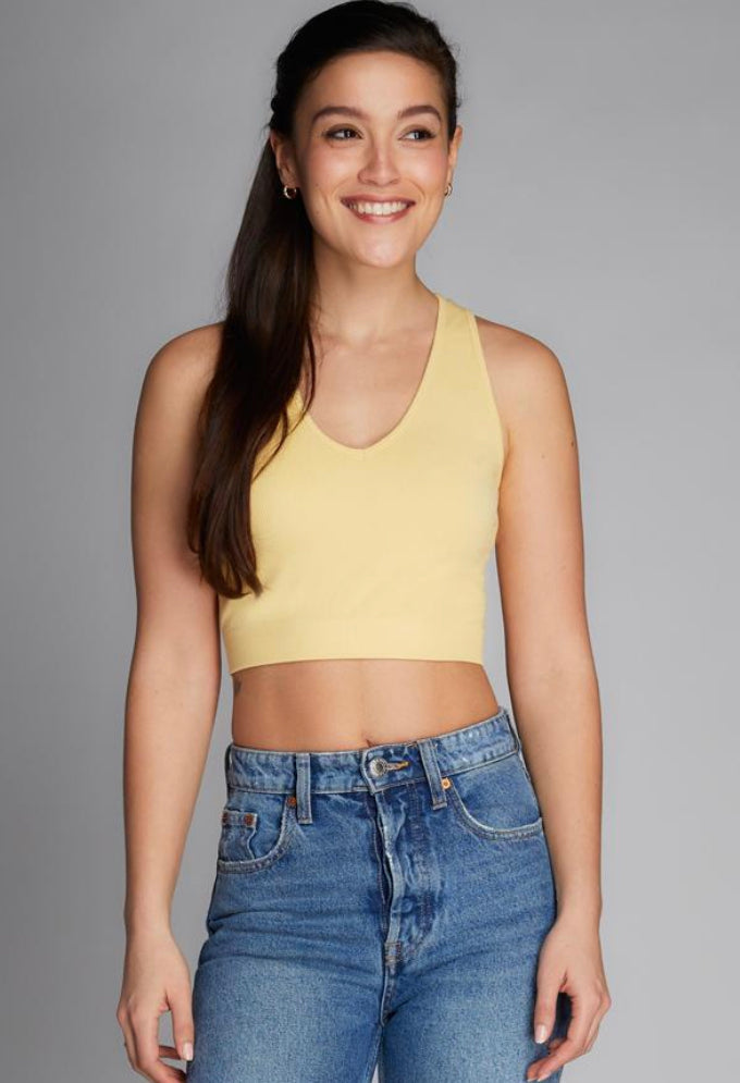 C'EST MOI BAMBOO DEEP V NECK RIB BRALETTE