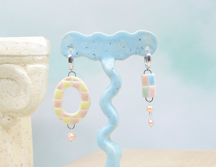 Checkered Hoop Earrings