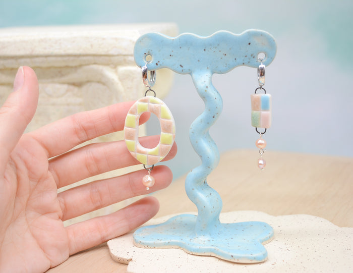 Checkered Hoop Earrings