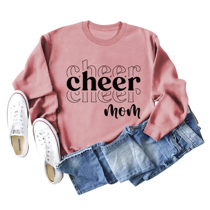 Cheer Mom Autumn and Winter Base Lettering Loose Long Sleeve Casual Oversize Sweater Female