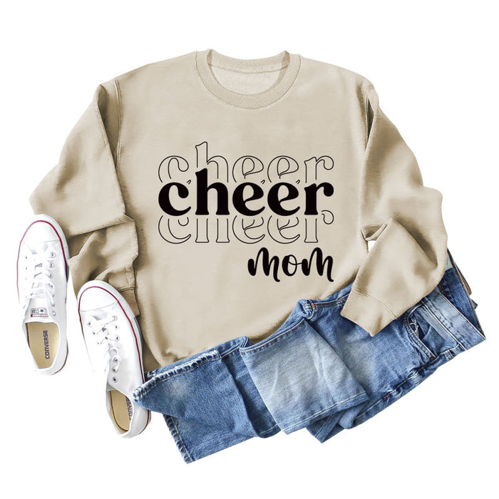 Cheer Mom Autumn and Winter Base Lettering Loose Long Sleeve Casual Oversize Sweater Female