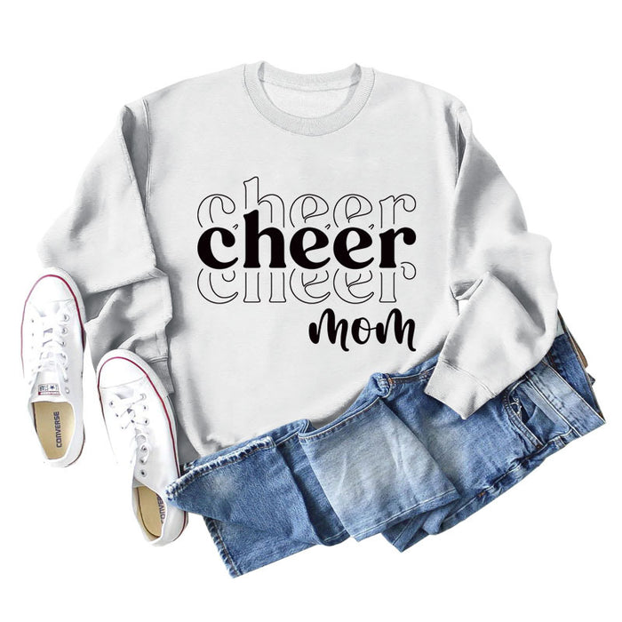 Cheer Mom Autumn and Winter Base Lettering Loose Long Sleeve Casual Oversize Sweater Female