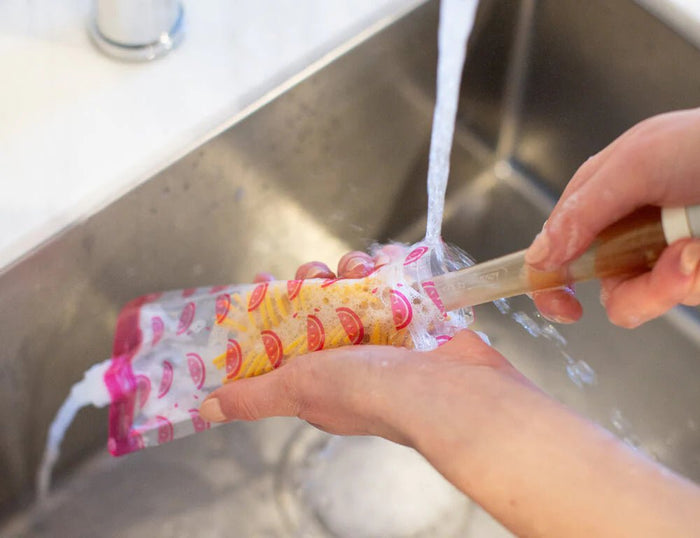 Cherub Baby Re-usable Food Storage Pouch Mini's 10PK Pink & Orange