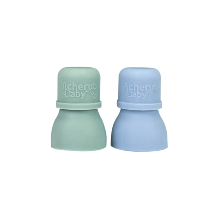 Cherub Baby Universal Silicone Food Pouch Spout 2pk Cerulean & Sage
