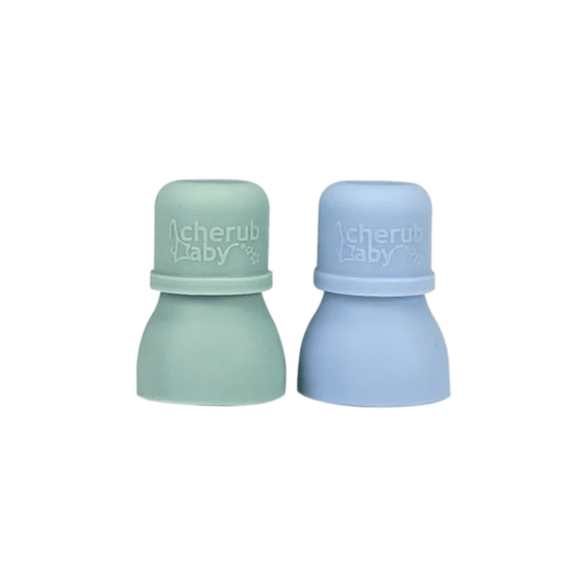 Cherub Baby Universal Silicone Food Pouch Spout 2pk Cerulean & Sage