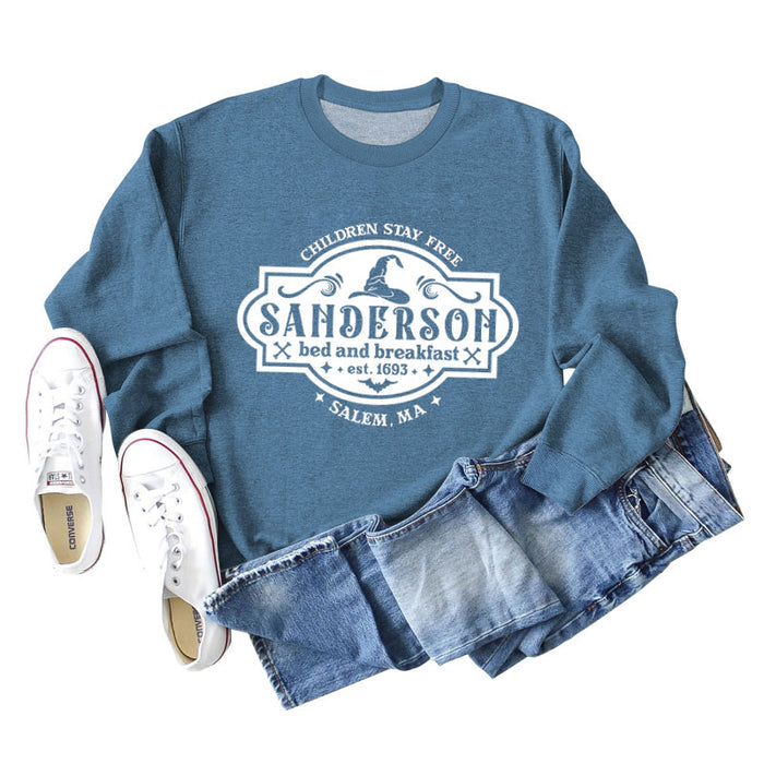 Blue sweater (white font) / S
