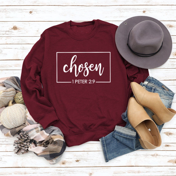 Wine red sweater (white font) / S