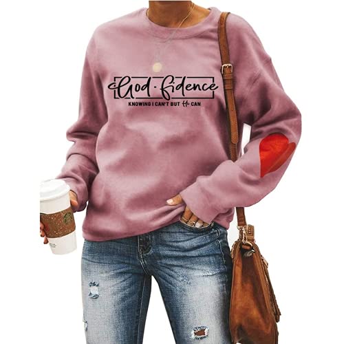 Christian Sweatshirt for Womens God Fidence Knowing I Can't But He Can Faith Clothing