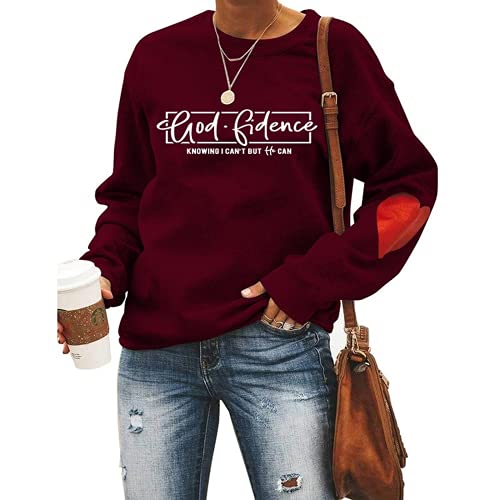 Christian Sweatshirt for Womens God Fidence Knowing I Can't But He Can Faith Clothing
