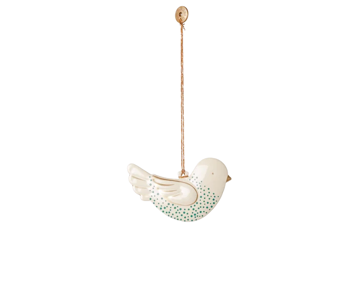 Christmas Ornament - Metal - Bird - Green Dot