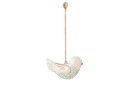 Christmas Ornament - Metal - Bird - Green Dot